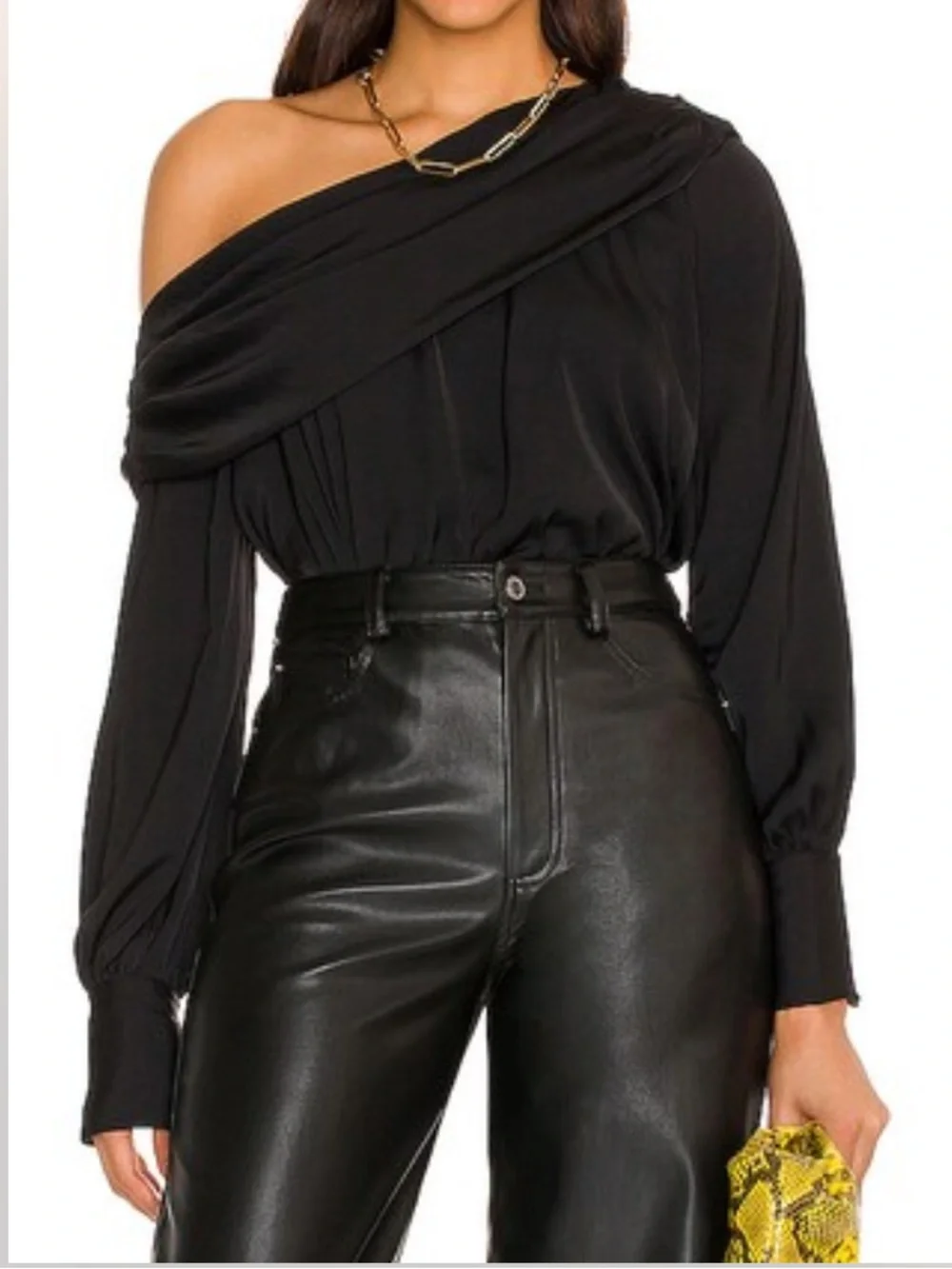 Free People Jenna Off-Shoulder Draped Long-Sleeve Top NEW
